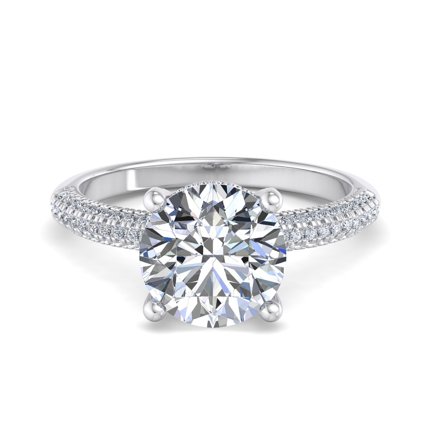 Kira Triple Pave Engagement ring with hidden halo